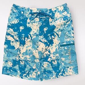 Simms Surf Short Water Splash‎ Capri Blue Swim Trunk Shorts Size 32
